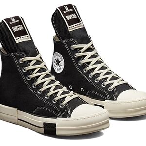 Rick Owens Black and White High-Top Sneakers